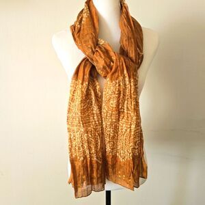 India Print Scarf Wrap Brown Burnout